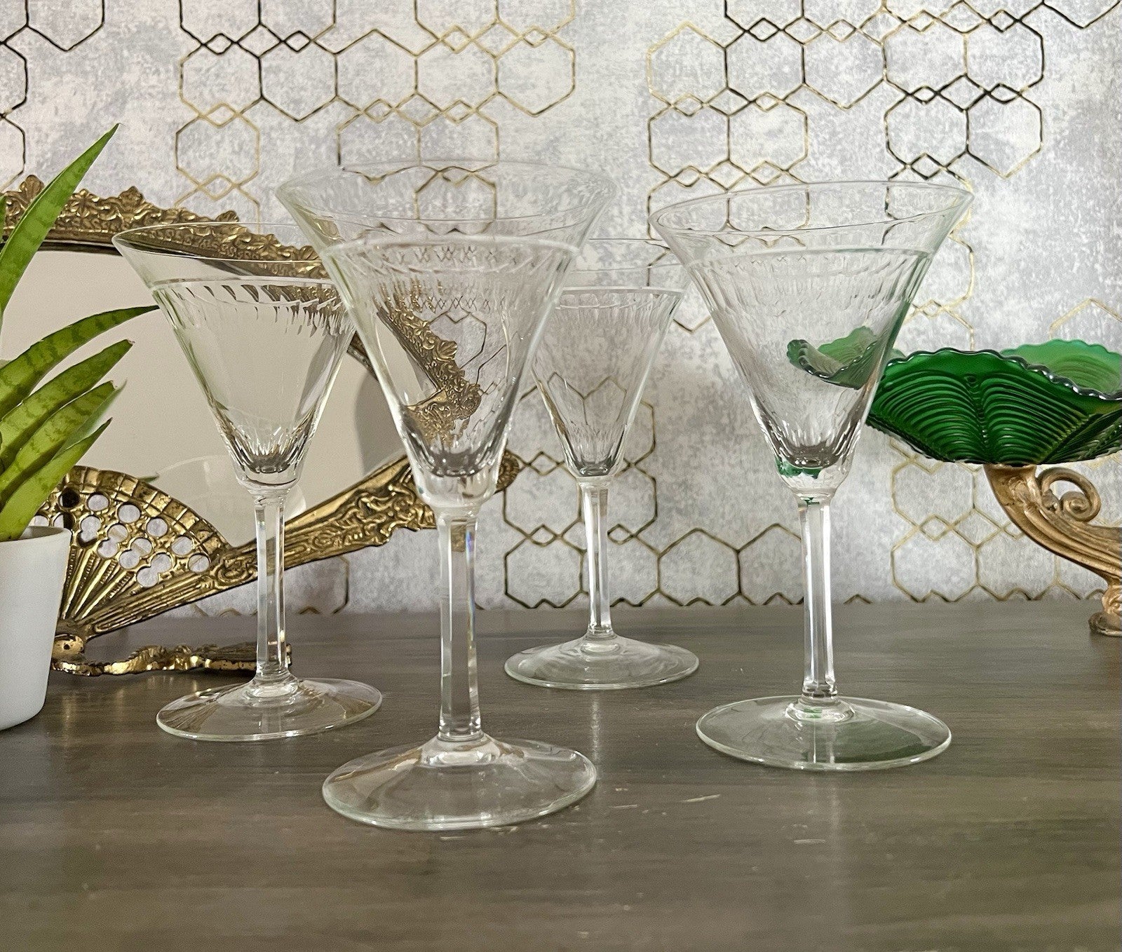 Antik Art Déco 4 Sektflöten Sekt Wein Gläser ?Weisswasser? Schliff