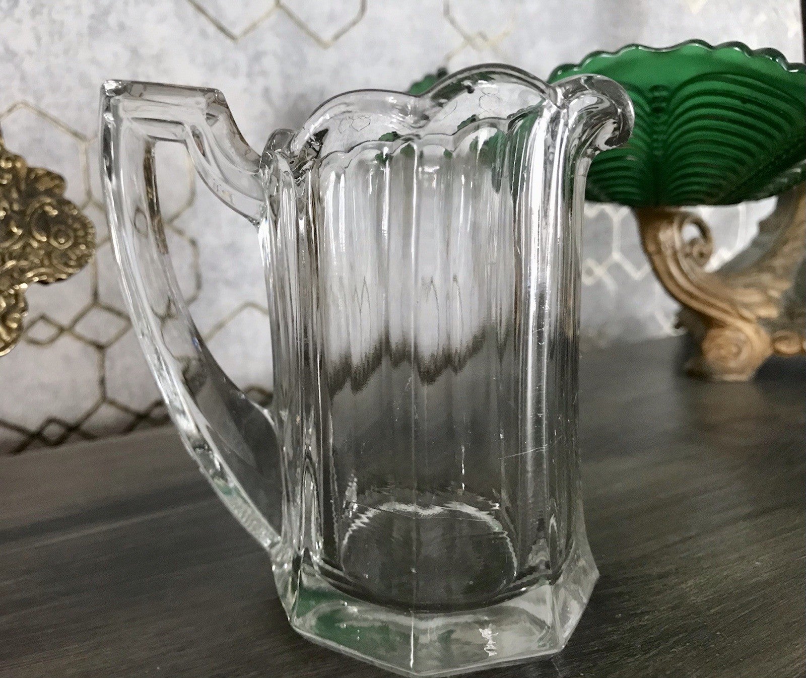 Antik Pressglas Sahnegießer Kännchen Chippendale