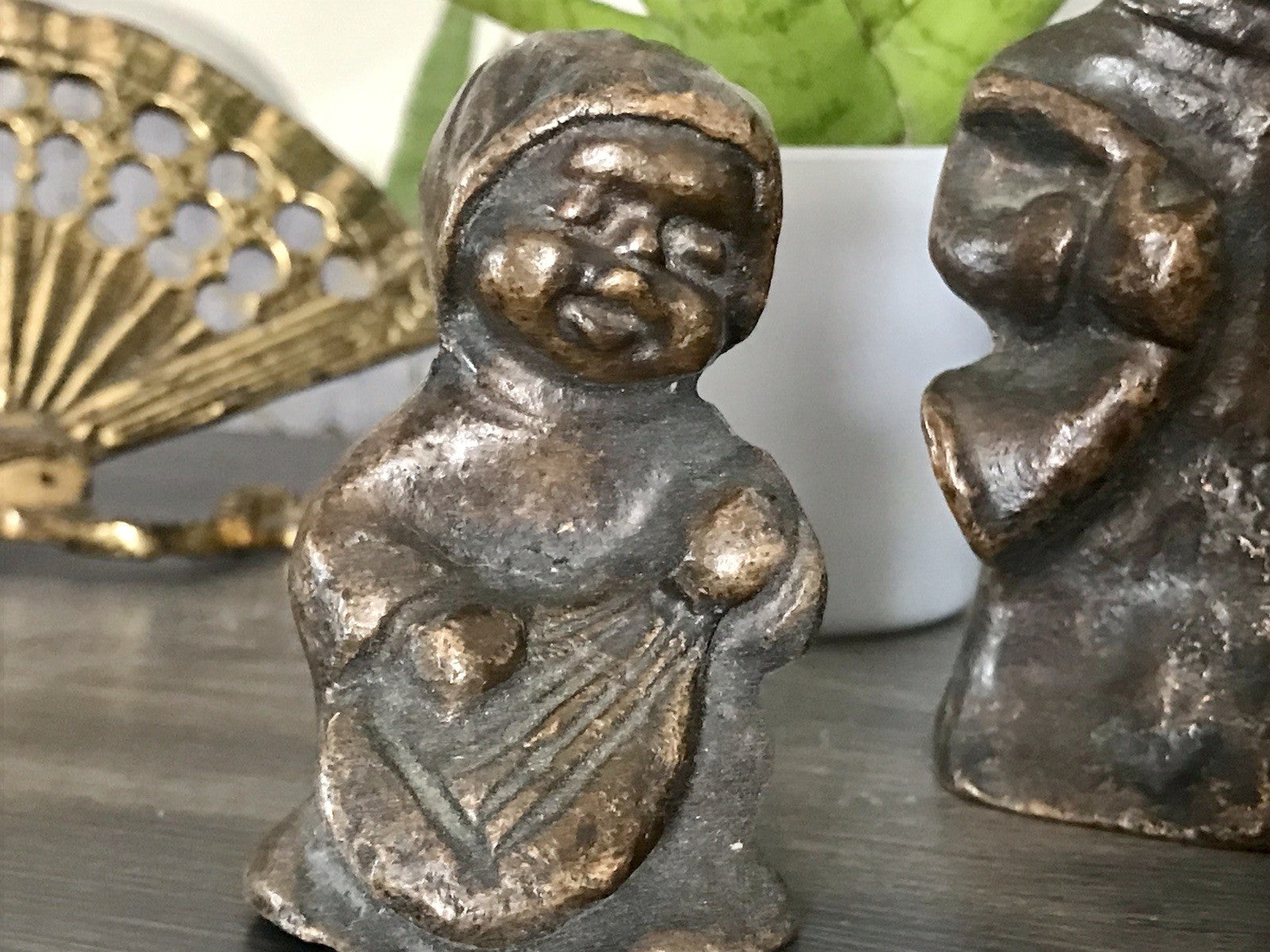 6x Vintage Bronze Figur Kinder Skulpturen Limpke u.a. Mädchen mit Puppe SCHÖN!