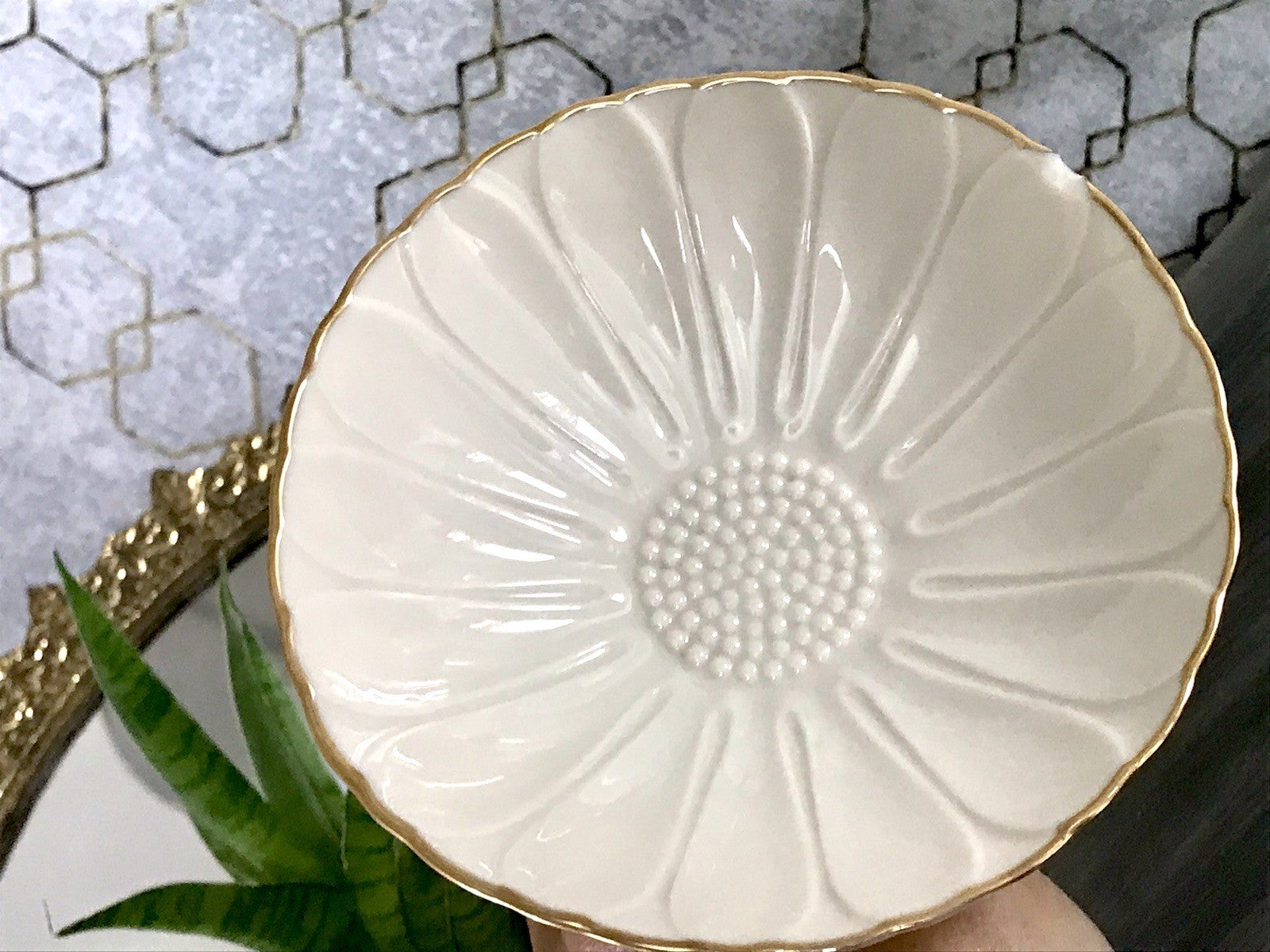 Antik Porzellan Fußschale Schale auf Fuß USA Lenox elfenbein gold Blume