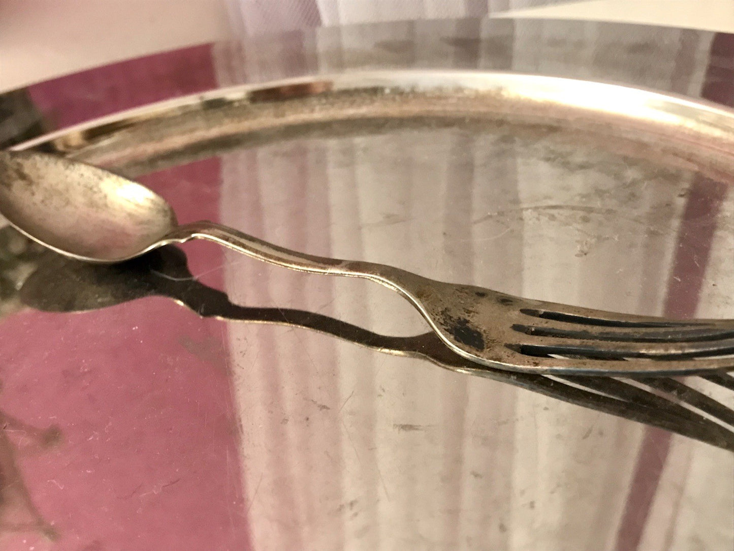 Antik Rarität Gaffel Löffel und Gabel in einem versilbert