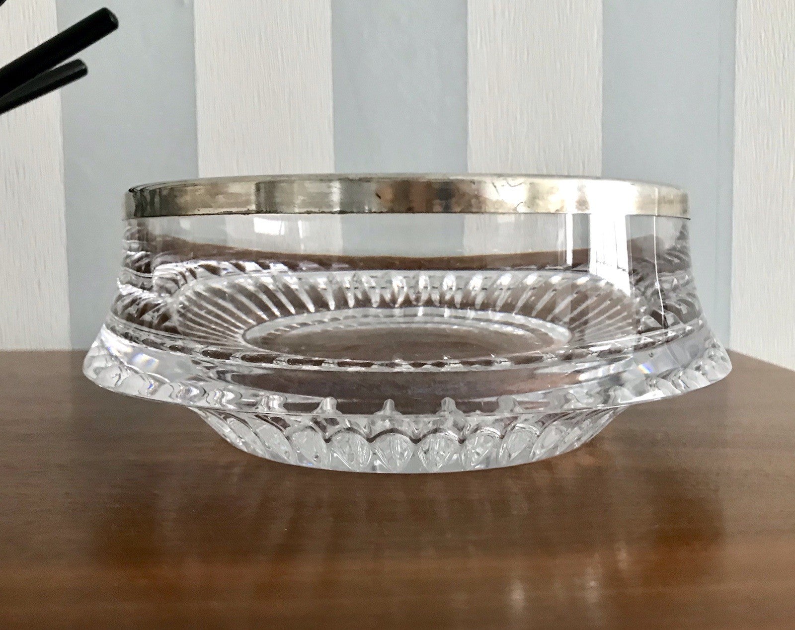 Vintage Glasschale Schale Glas versilbert Rand Kristallglas Bleikristall Europa