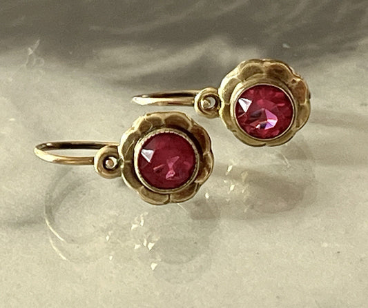Antik Kinder? Ohrringe Ohrhänger Rubine? Ohrstecker Amerikan. Double AD