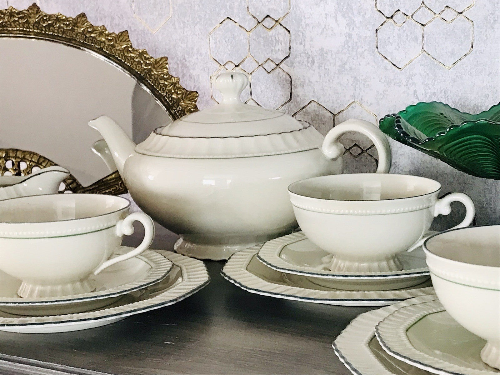 Antik Edel Art Déco Porzellan Kaffeeservice 8 Pers. SCHÖN Schlaggenwald Böhmen