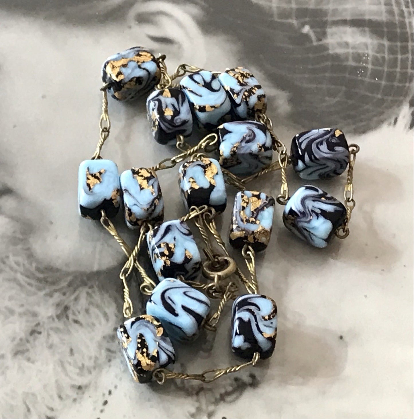 Alt Edel Vintage Halskette Kette Murano Perlen Sehr Schön