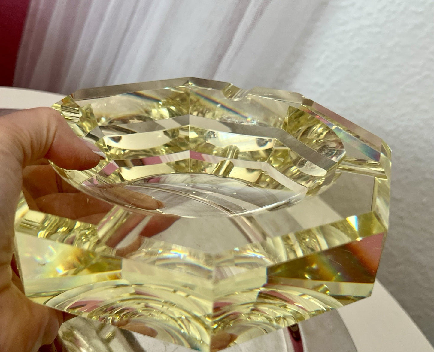 Antik? 3020g! Vintage Murano ? Aschenbecher Ascher Citrin gelb Kristallglas