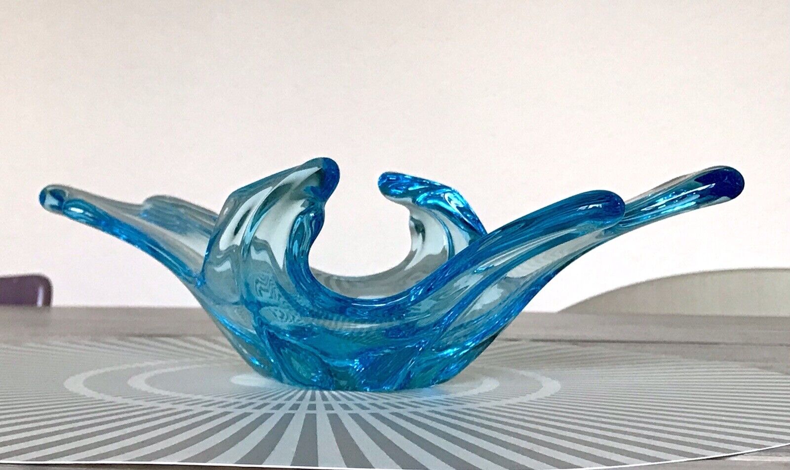 Murano 60er 70er Jahre Schale Glas Schön zipfelig türkis blau