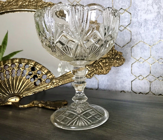 Antik Jugendstil Art Déco Pressglas Glas Fußschale Schale Zuckerschale