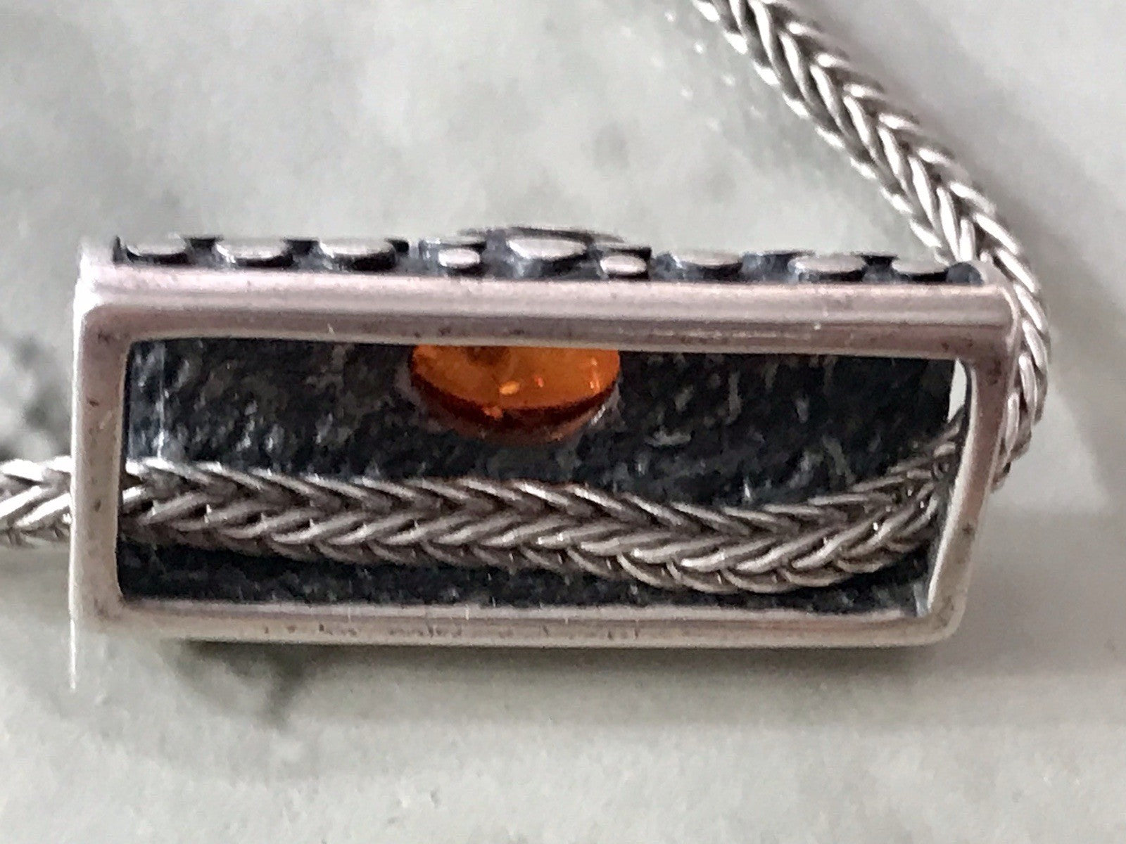 Vintage Edel Halskette 925 Anhänger Kettenanhänger Silber 925 Bernstein