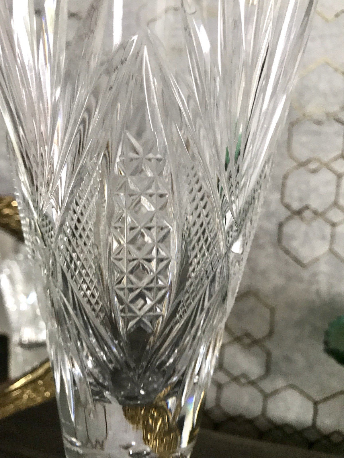 Antik Adenken Glas Pokalglas Kelch Pokalkelch Luftblasen 20.08.1911 Jugendstil