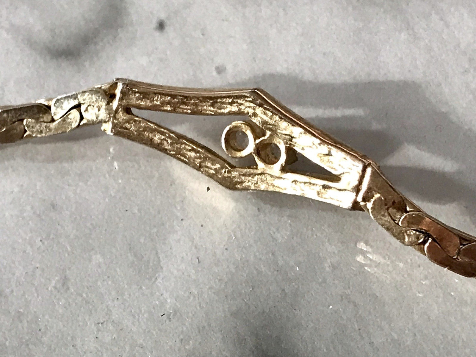 Alt Edel Vintage 835 Silber vergoldet Collier Halskette farblose Steine