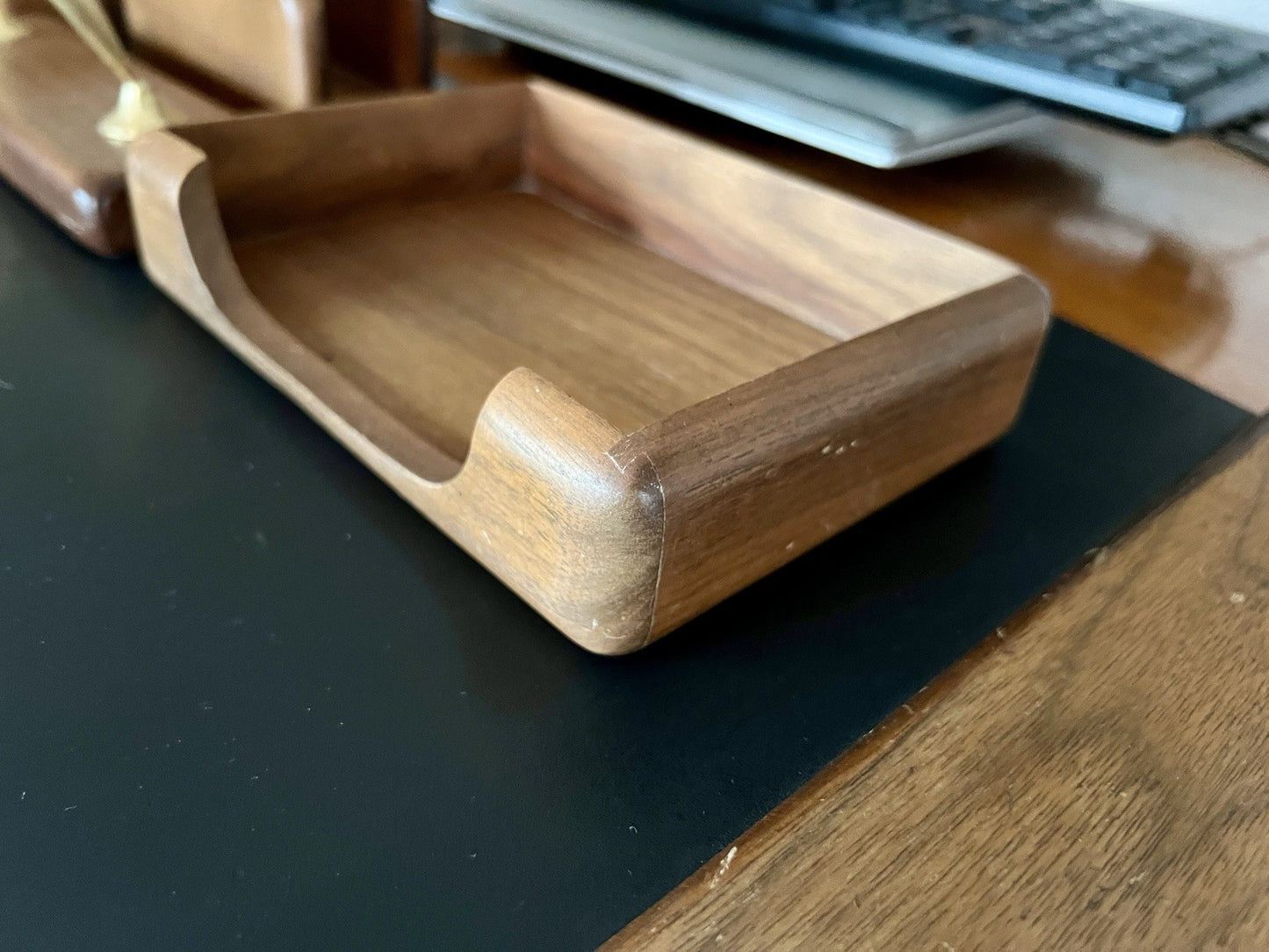 Vintage Schreibtisch Garnitur Organizer Holz Ablage Stifthalter Schreibauflage