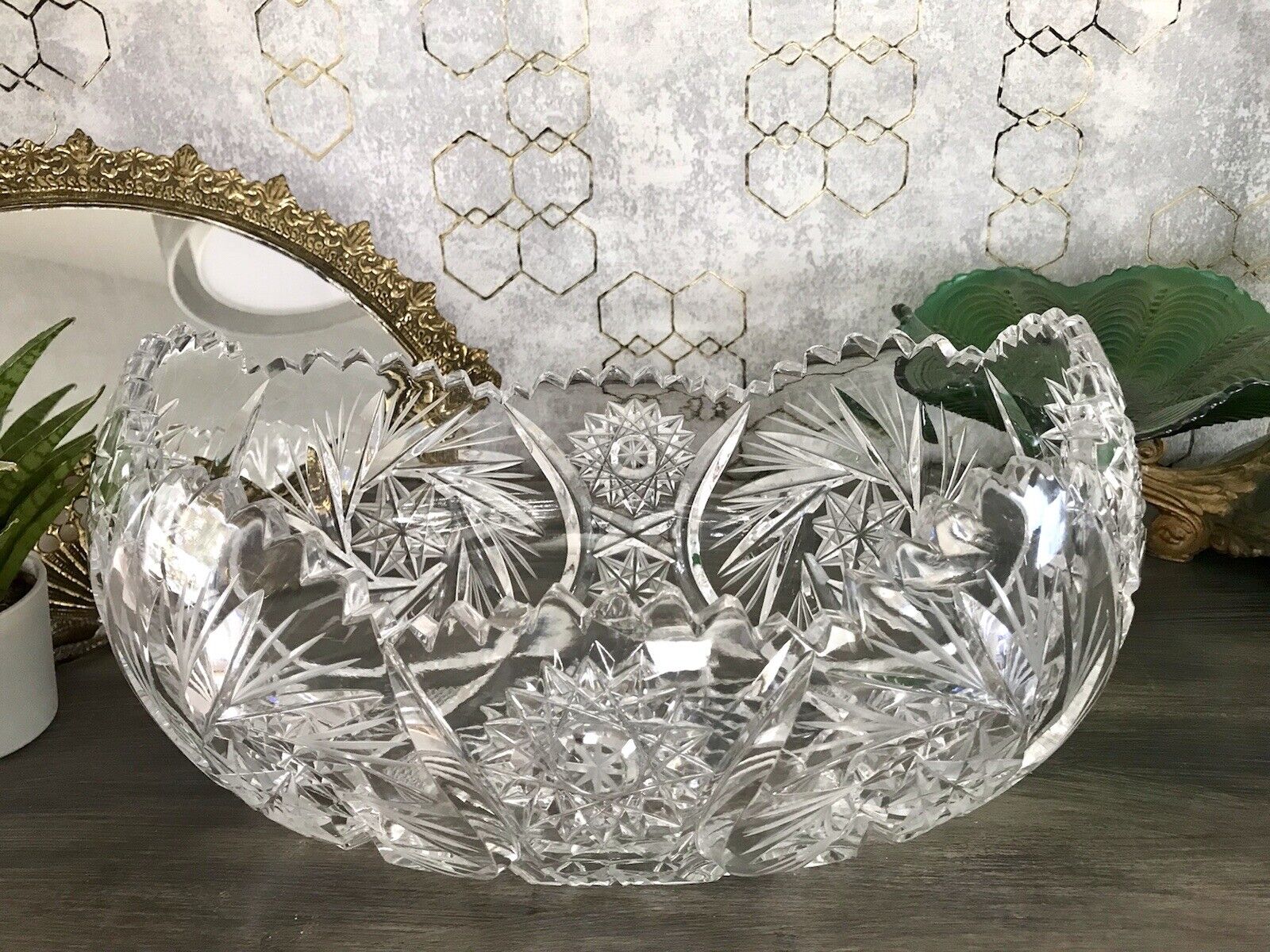 Groß EDEL Bleikristall Schale Glasschale Jardiniere Kristallglas Glas Böhmen