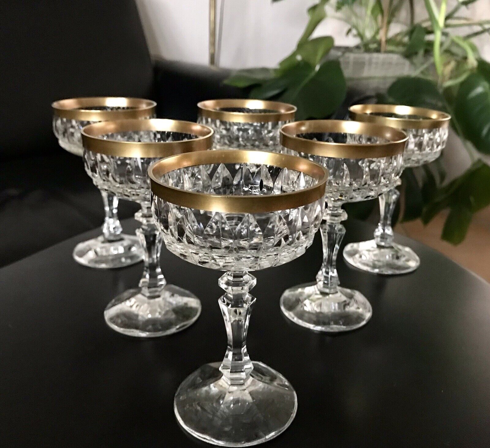 Vintage 12 EDEL Likörschalen Gläser Kristallglas Likörgläser Goldrand