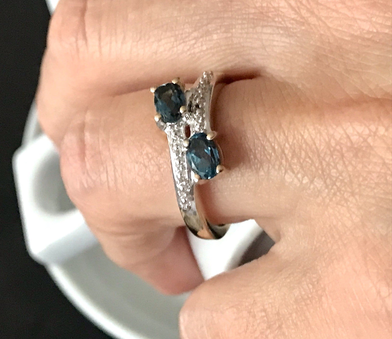 Vintage Ring blaue Steine Saphire?  Silber 925 vergoldet ~Gr.60