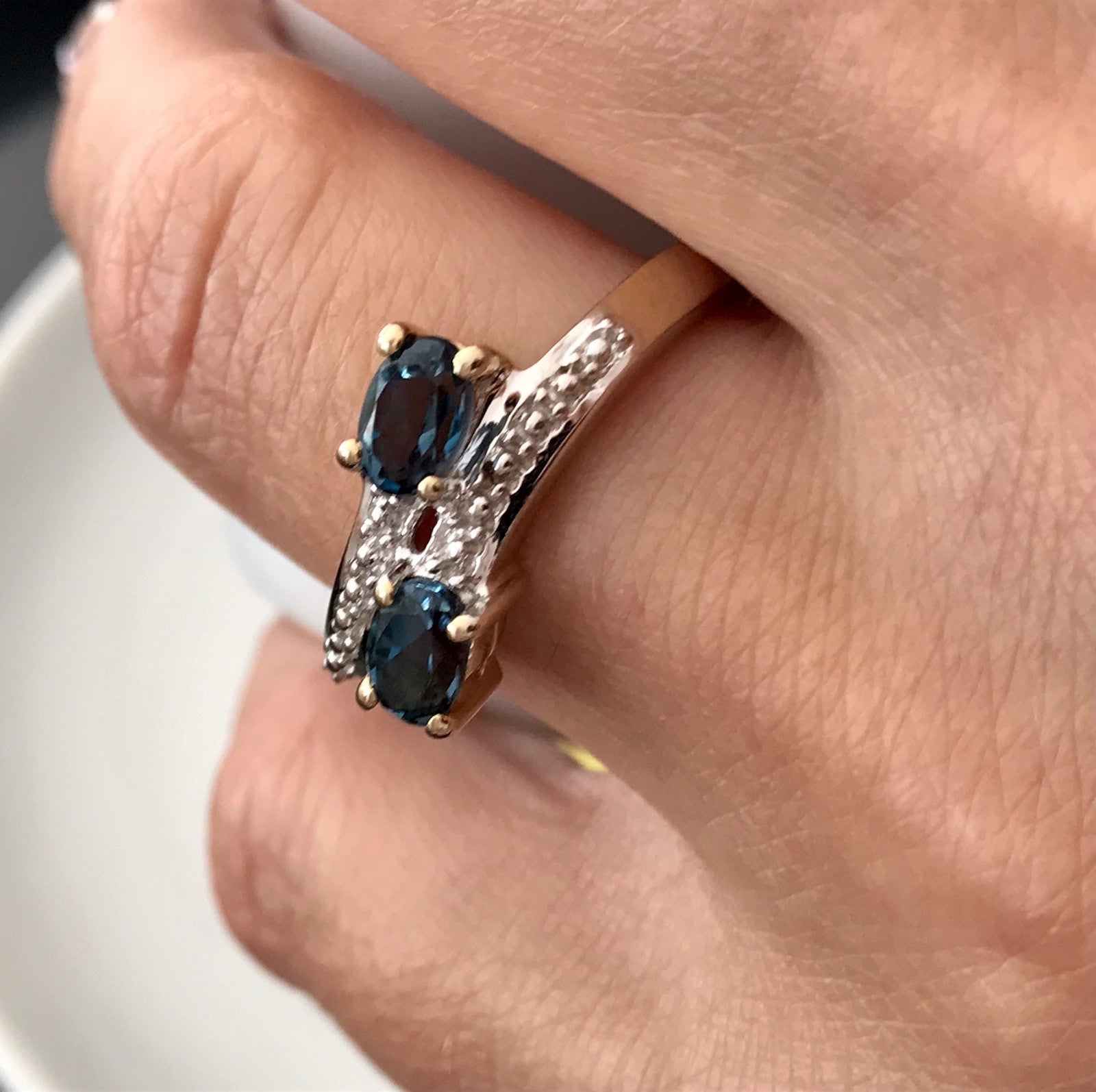 Vintage Ring blaue Steine Saphire?  Silber 925 vergoldet ~Gr.60