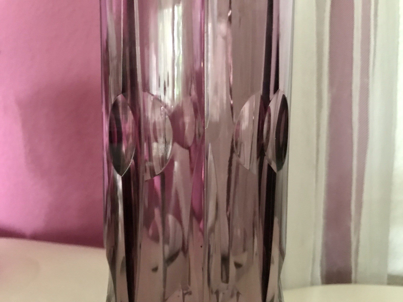 Vintage Edel Vase Glasvase Kristallglas lila groß Schliff Designer Karel Wünsch