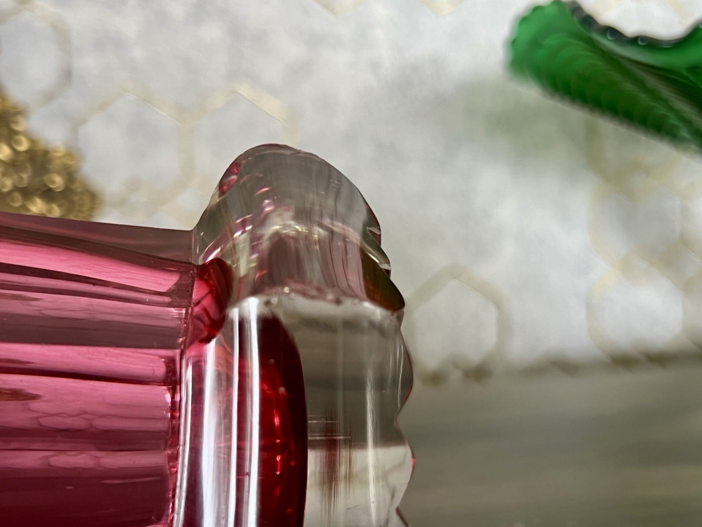 Antik Fußbecher Rubinrot Becher Weinglas Ranftbecher Glas goldrubin