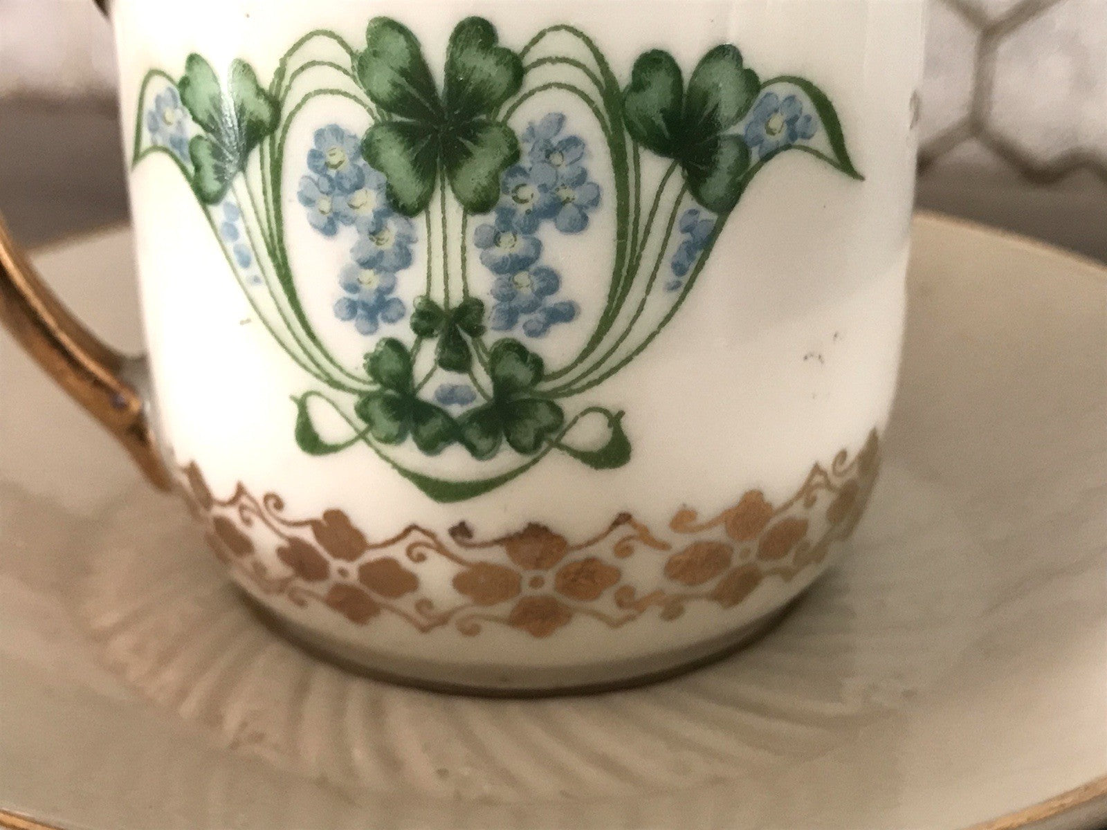 Antik Jugendstil Porzellan Andenken Gedeck Sammeltasse Tasse Geburtstag Spruch