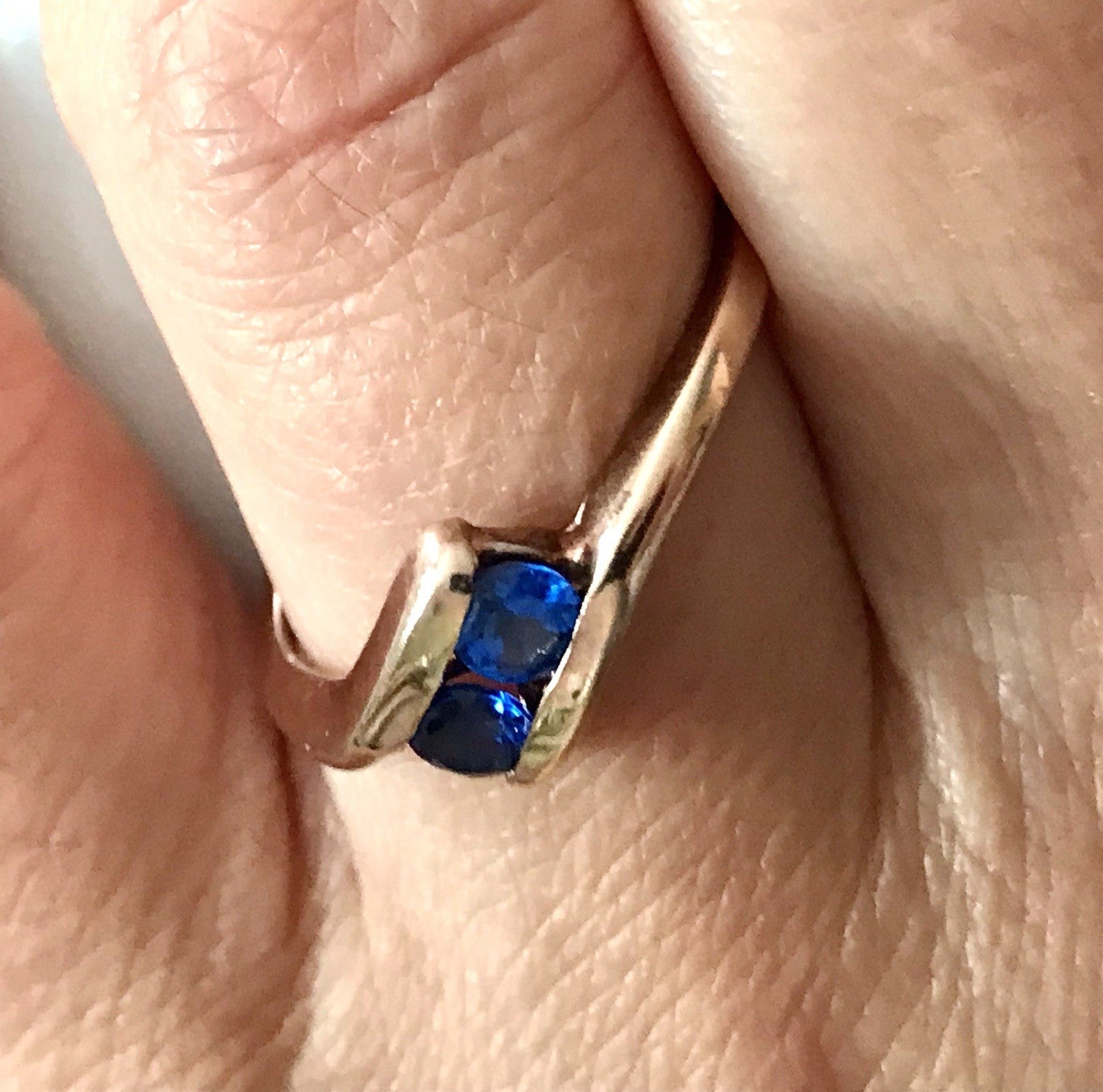 Vintage Ring blaue Steine Saphire?  Silber 925 vergoldet ~Gr.64