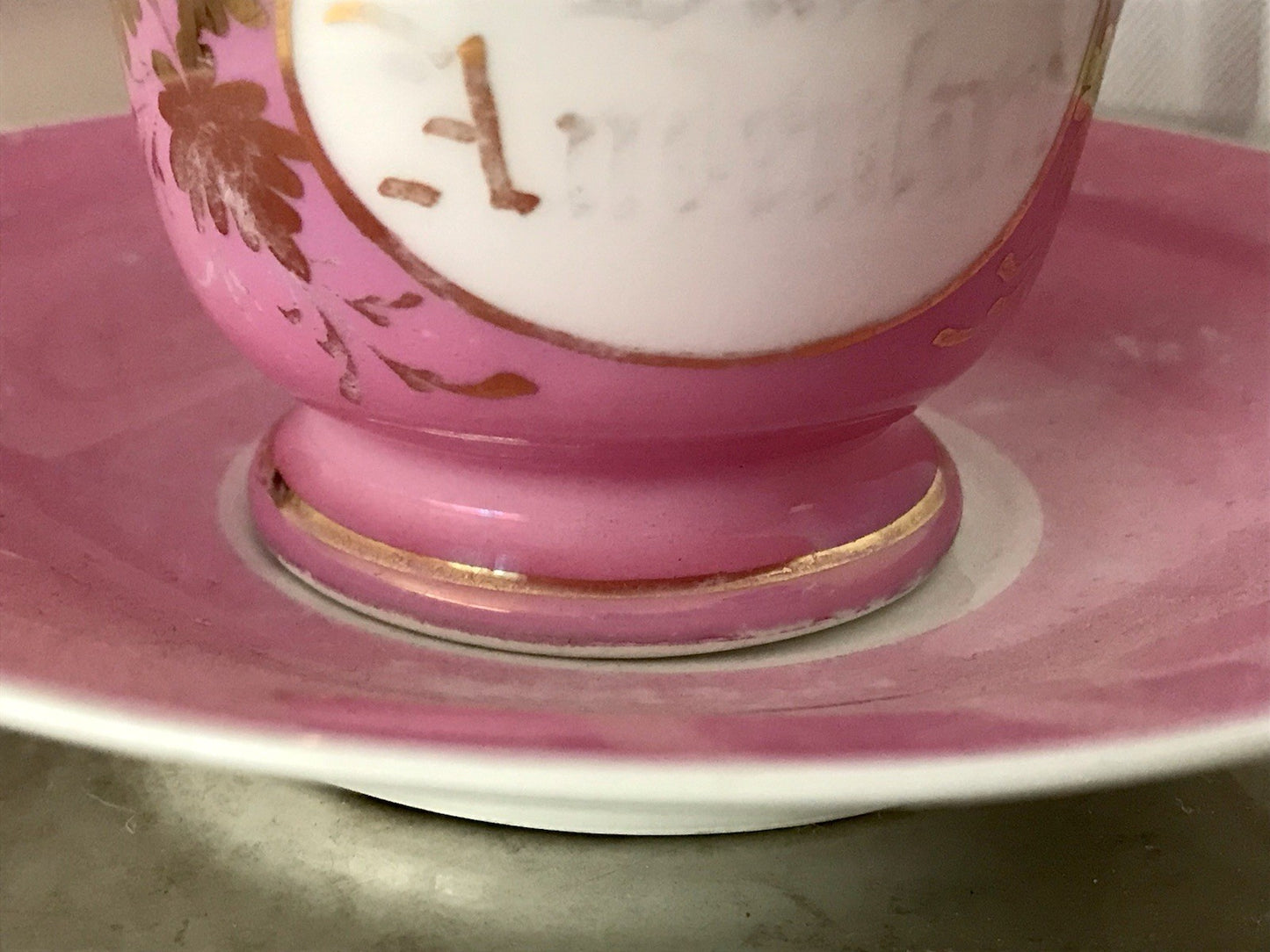 Antik Porzellan Andenken Becher Gedeck Sammeltasse Tasse „Zum Andenken“ Tielsch