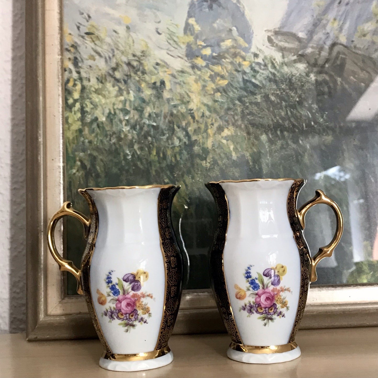 1 x Alt Porzellan Becher Tassen Kännchen? Echt Kobalt Golddekor bunt Haas&Czjzek
