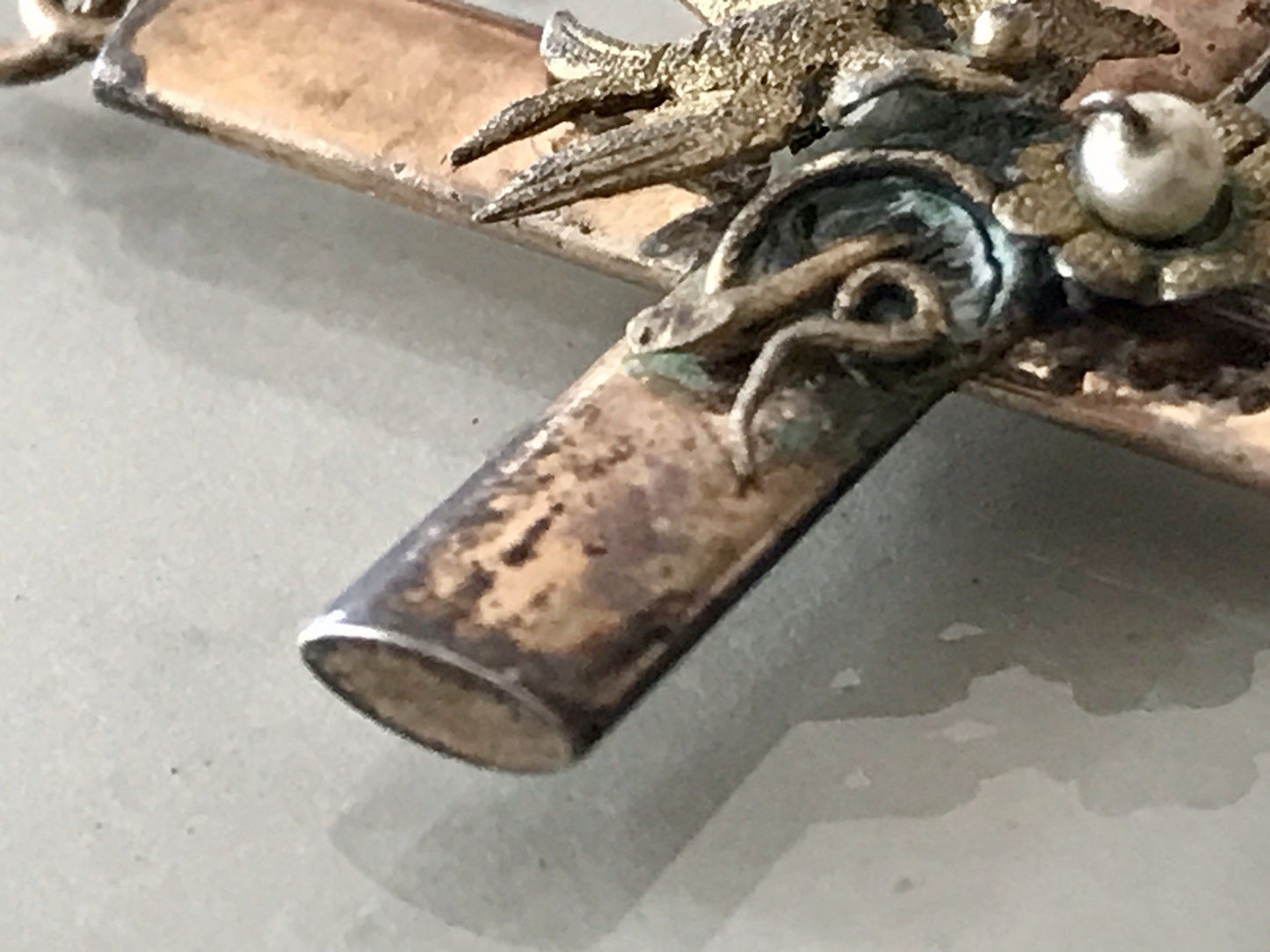 Antik Kettenanhänger  Anhänger Schaumgold? Walzgold? gold Doublè? Kreuz Perle