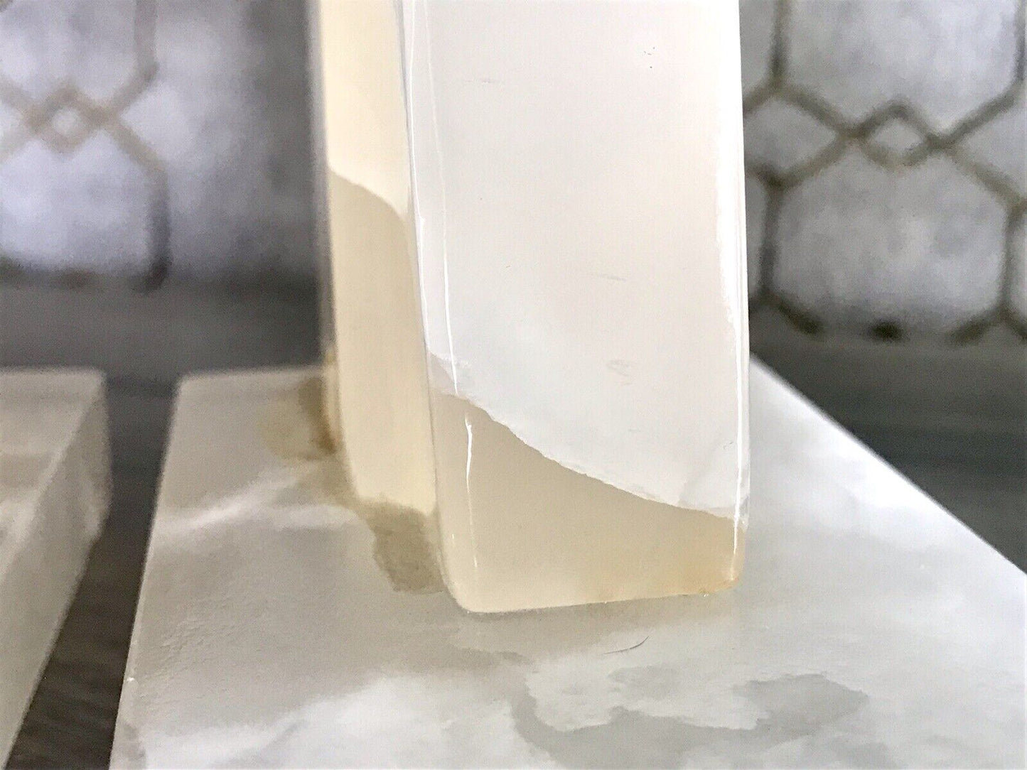 Vintage Alabaster 2 Buchstützen  weißer Onyx wundervoll! 60er 70er