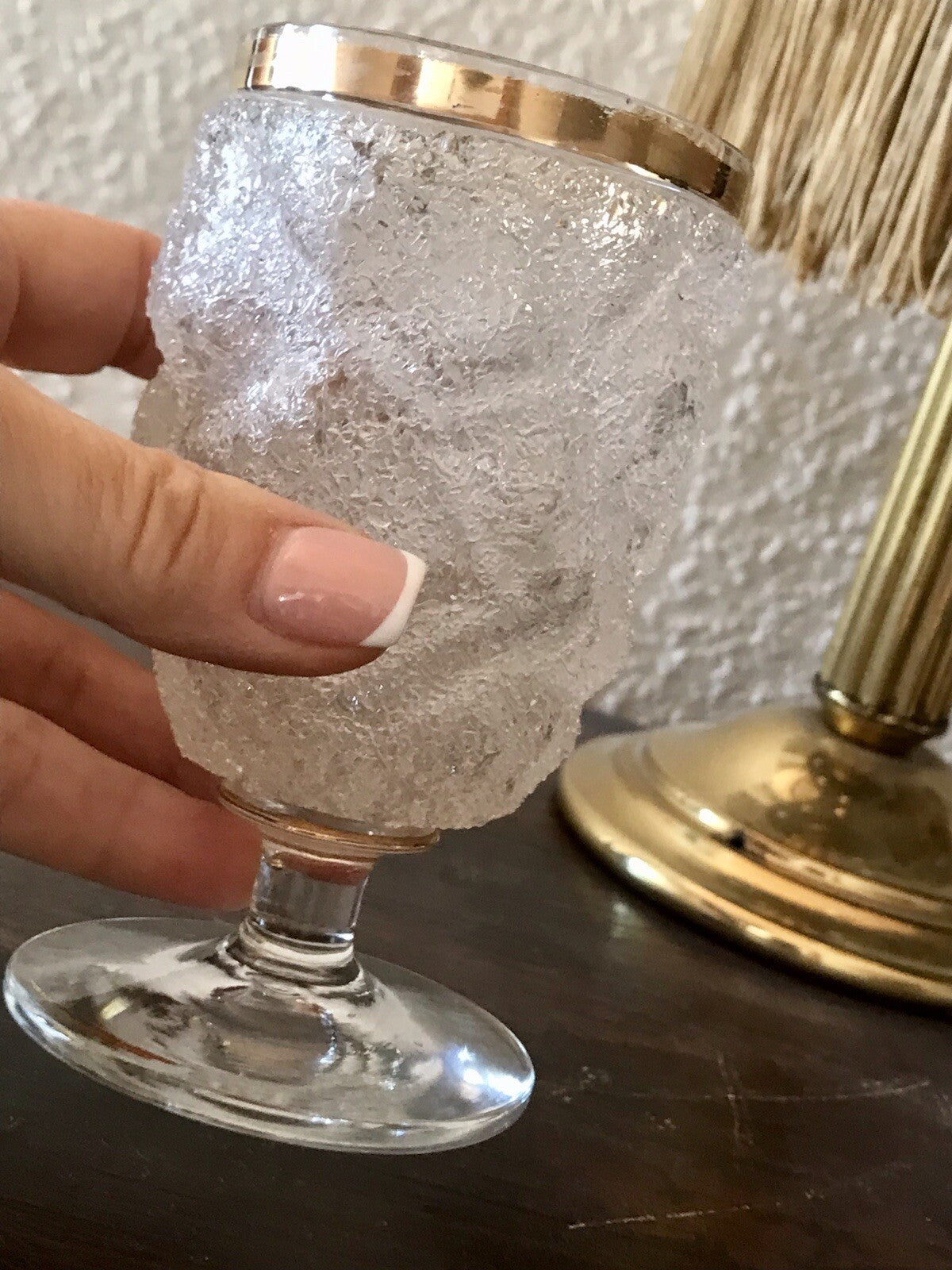 Antik 1 (von 10) Fußbecher Kelch Becher Weinglas Pokalglas Kristallglas? ~1870