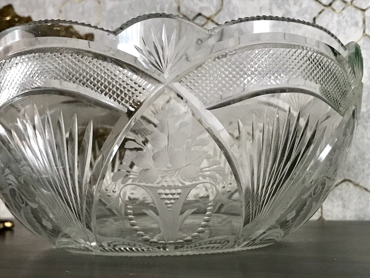 Antik Jugendstil SEHR EDEL Glasschale Schale Kristallglas Glas Schliff geätzt?