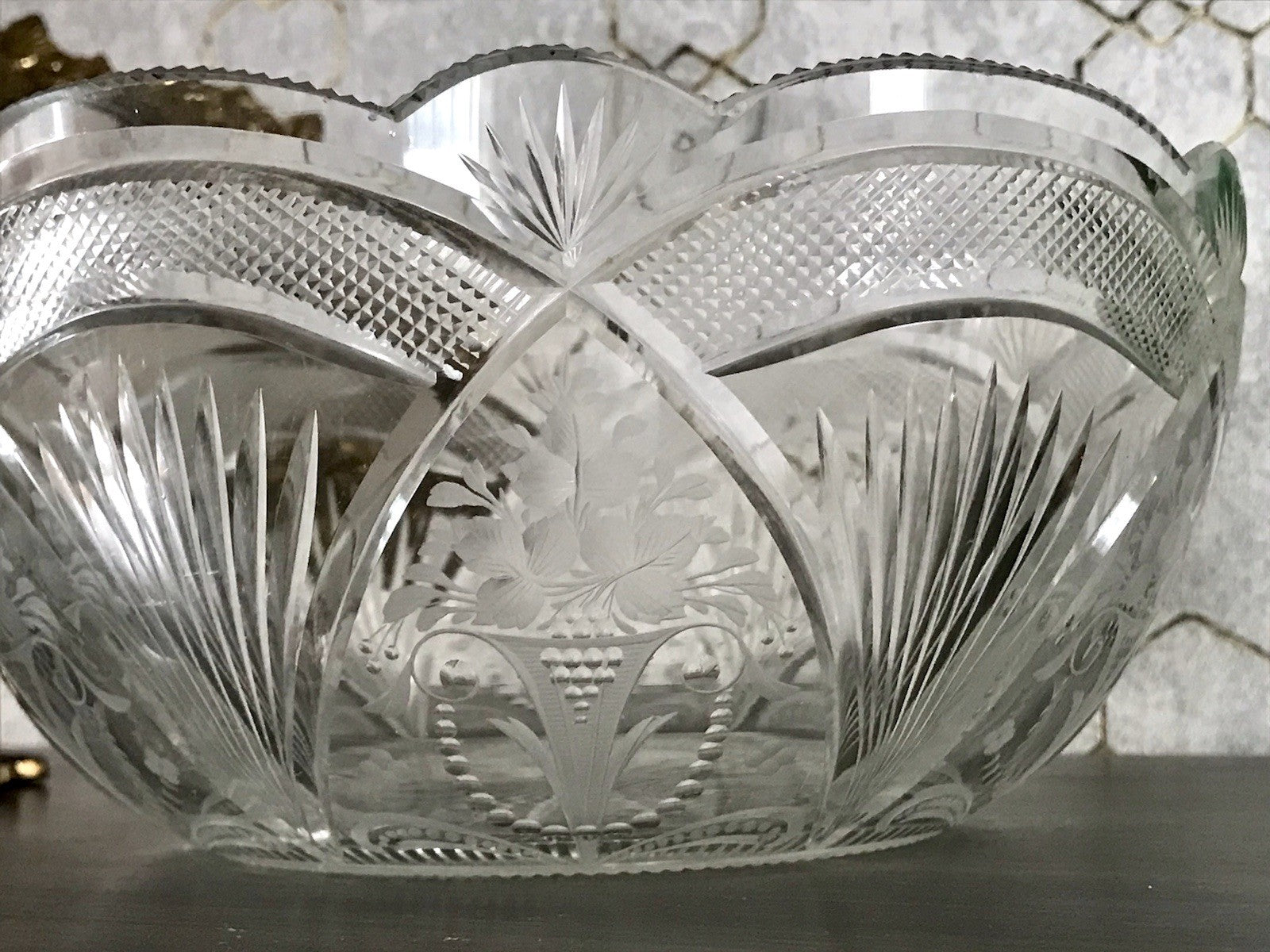 Antik Jugendstil SEHR EDEL Glasschale Schale Kristallglas Glas Schliff geätzt?