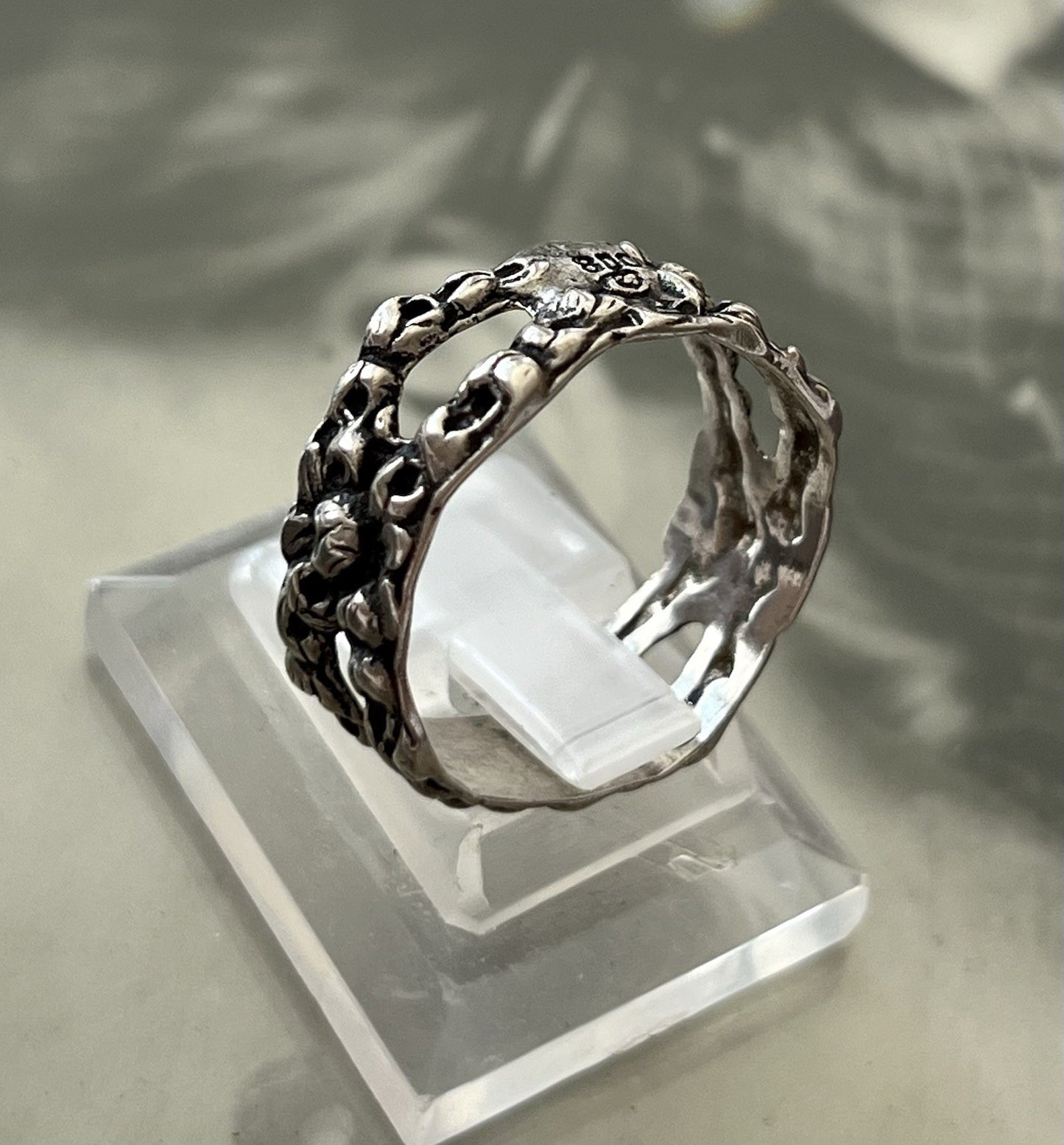 Antik Jugendstil Art Déco Bandring RING 800 Silber Gr.66 67 Durchbruchmuster