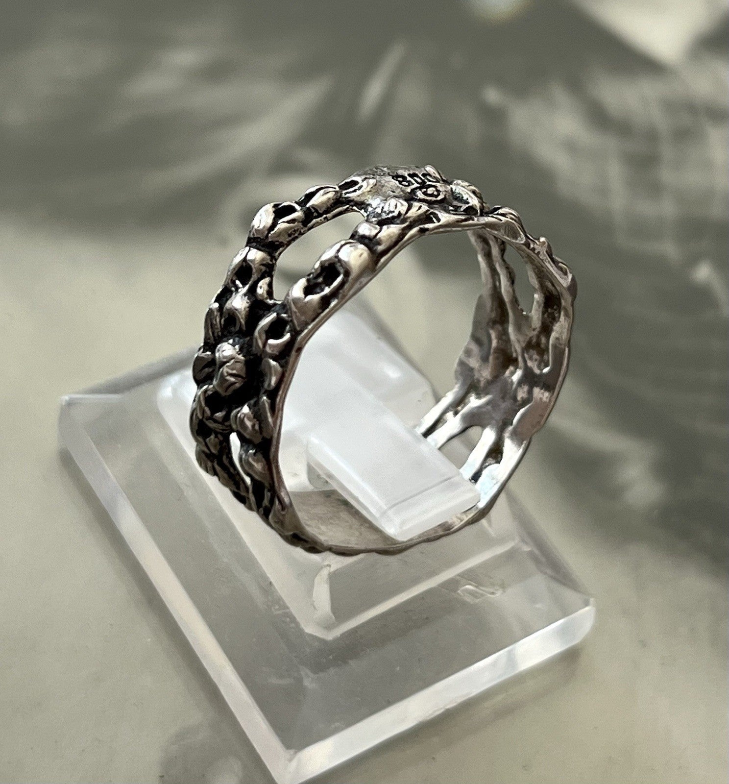 Antik Jugendstil Art Déco Bandring RING 800 Silber Gr.66 67 Durchbruchmuster