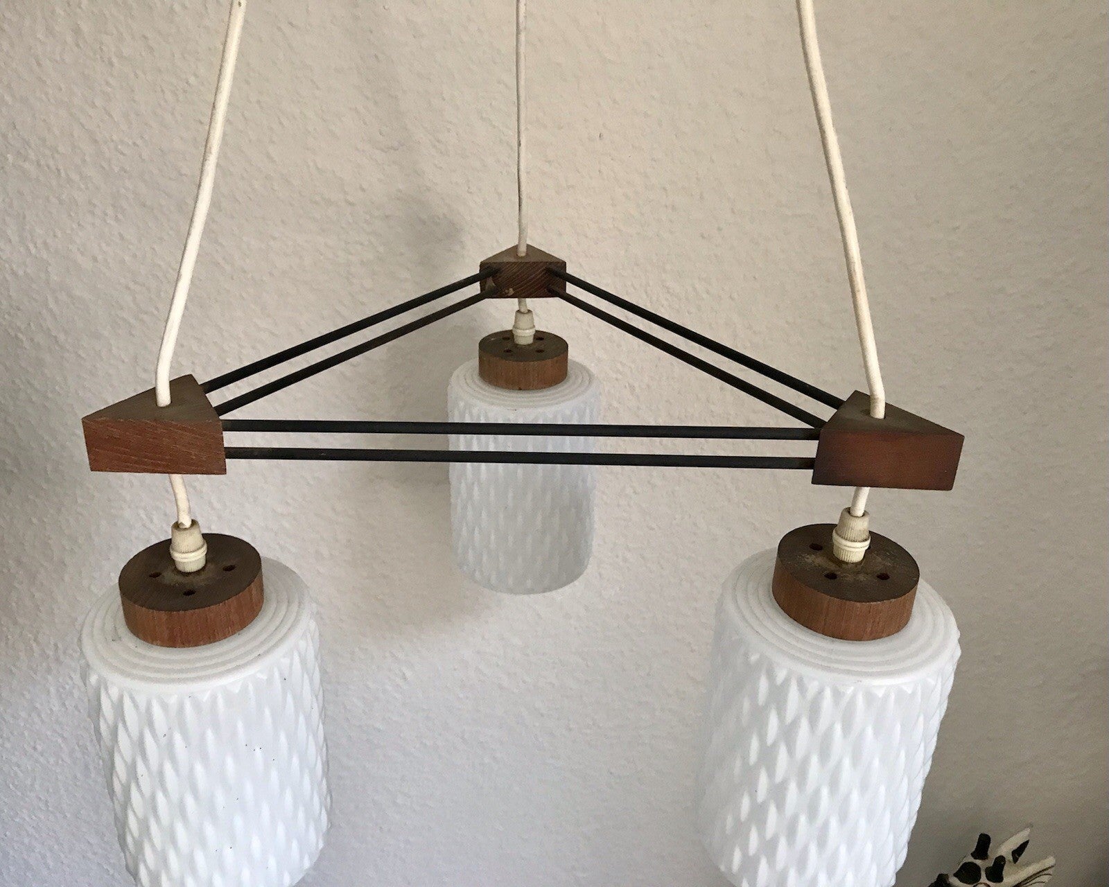 Vintage Alt 60er Leuchte Deckenleuchte Lampe Leuchte String Ära MCM Teak Tripple