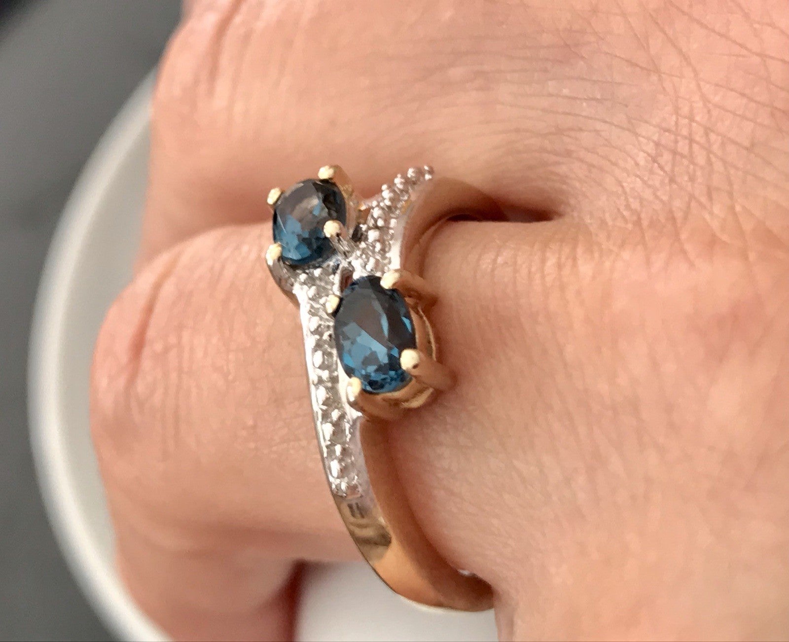 Vintage Ring blaue Steine Saphire?  Silber 925 vergoldet ~Gr.60