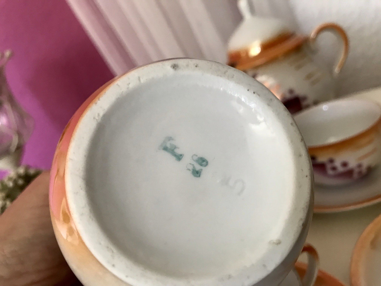 Antik Art Déco Porzellan Kaffeeservice Spritzdekor Teeservice 6 Pers.