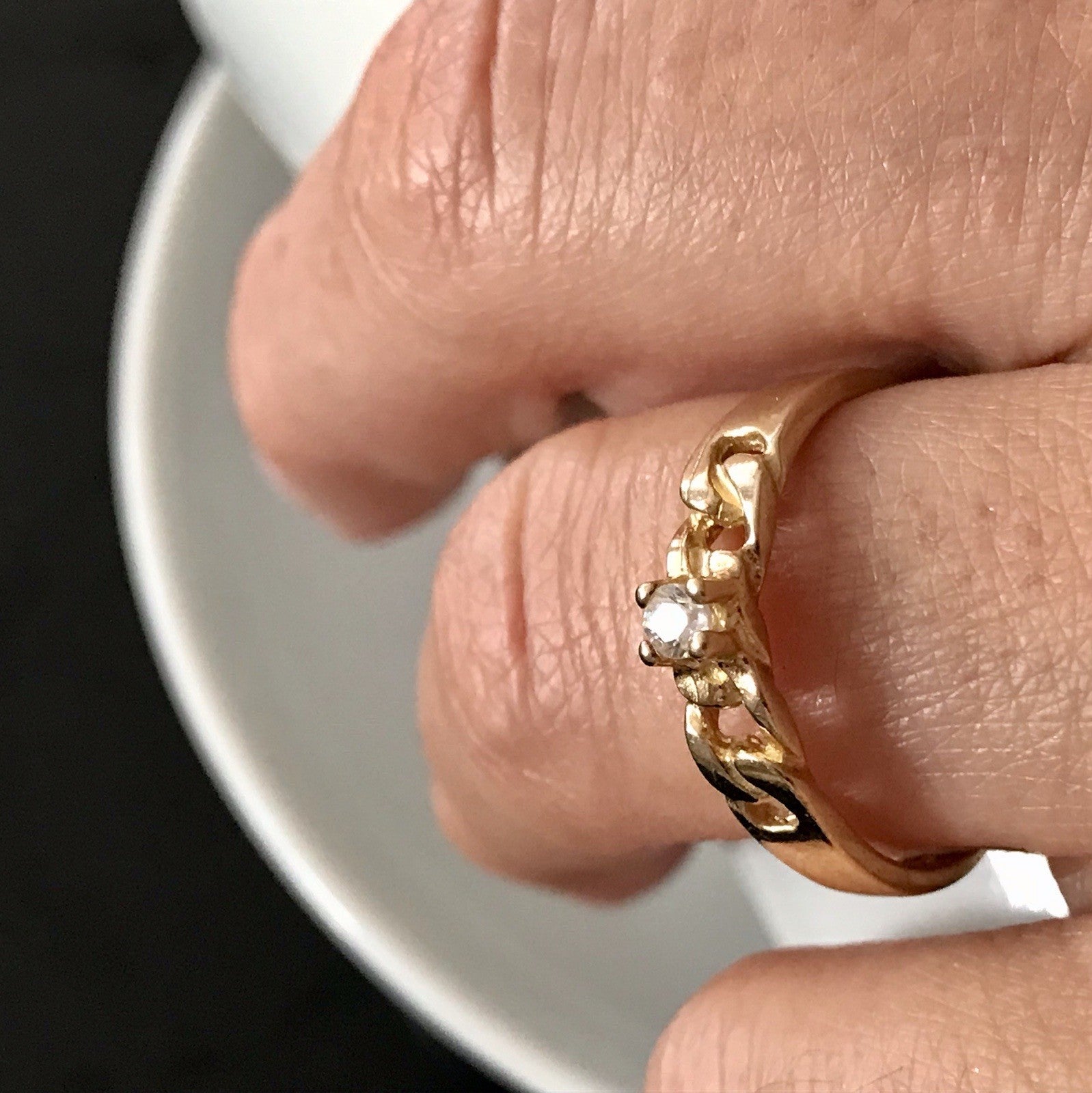 Vintage Damen Ring Silber 925 Gr.59 farbloser Stein Solitär 18,8 vergoldet