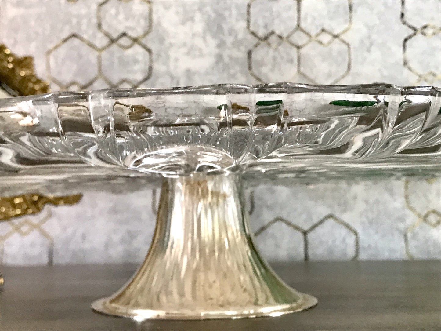 Vintage Tortenständer Tortenplatte Glas Kristallglas Bleikristall