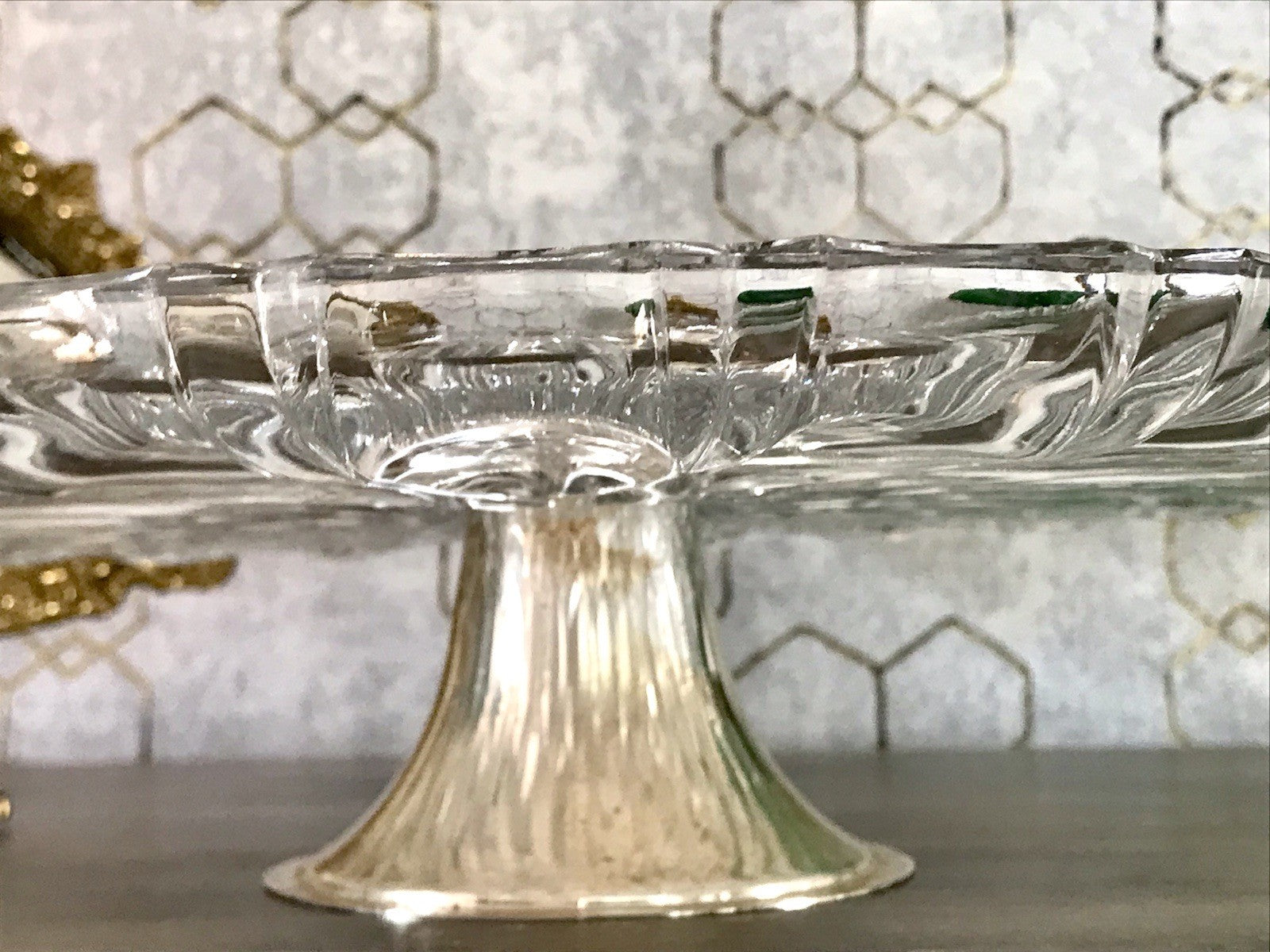 Vintage Tortenständer Tortenplatte Glas Kristallglas Bleikristall