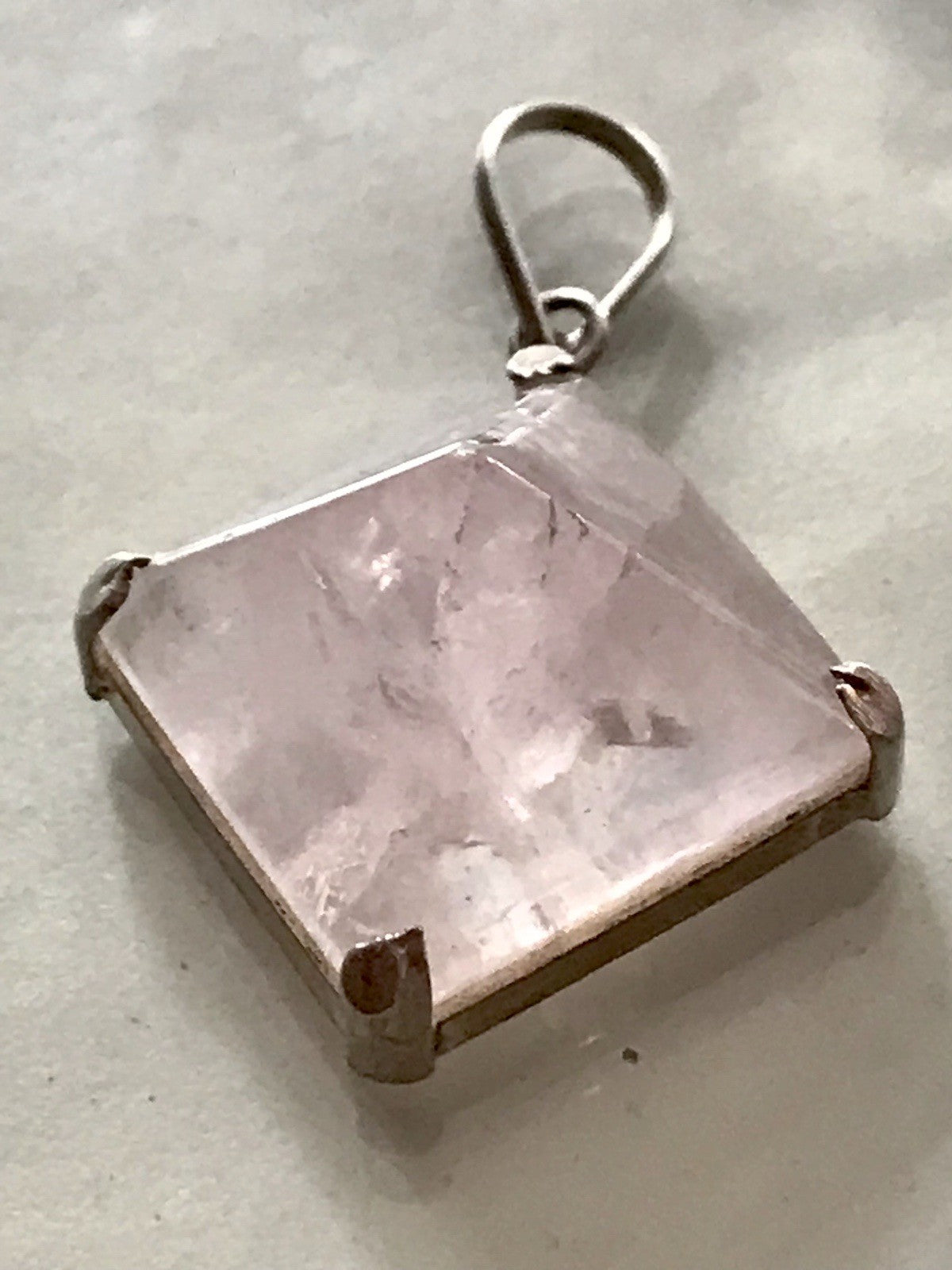 Anhänger Silber Halskette Anhänger Rosenquarz Pyramide Herzaktivierer