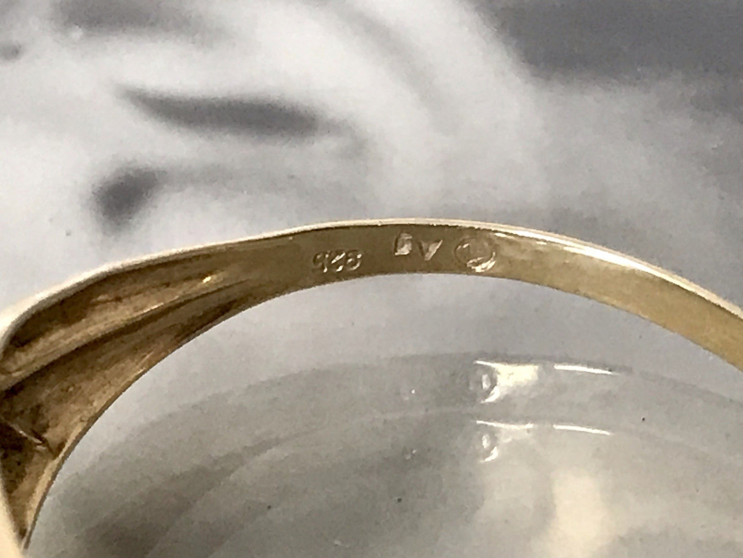 Vintage 1980er Ring blauer Stein Türkis? 925 Silber vergoldet Gr.67
