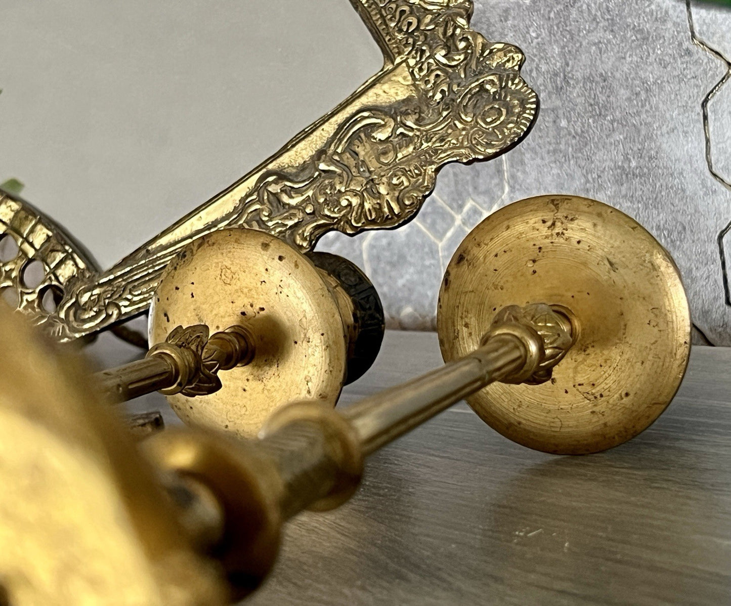 Antik ~1870 2 x Kerzenständer Kerzenleuchter Leuchter Bronze ? Messing vergoldet