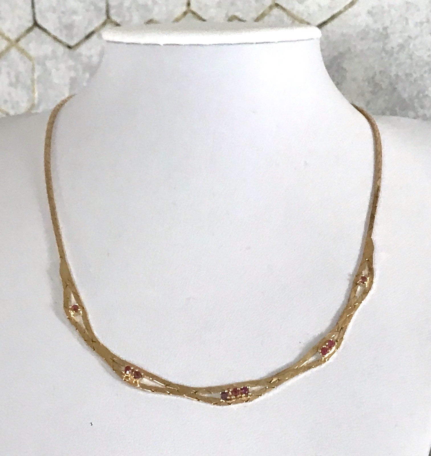Alt Edel Vintage 925 Silber vergoldet Collier Halskette Rubine?