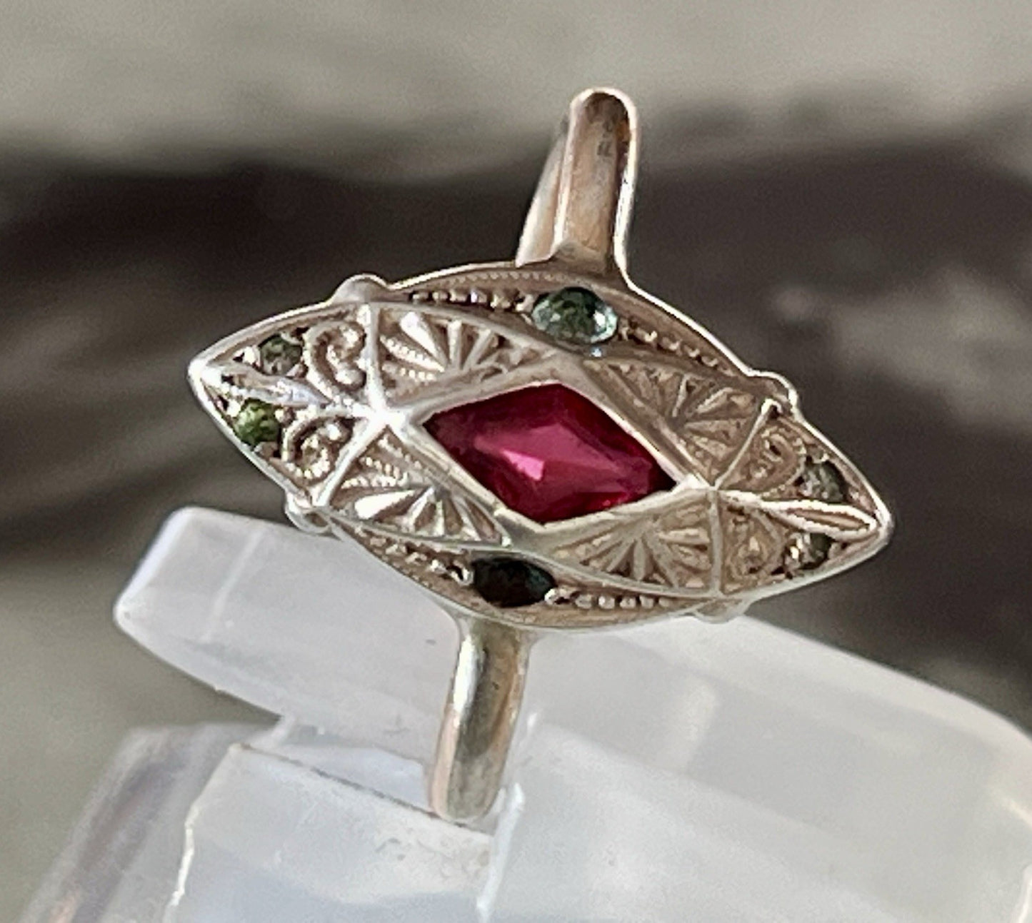 Antik Art Déco Damen Ring bunte Steine Silber 800 Gr.51/52