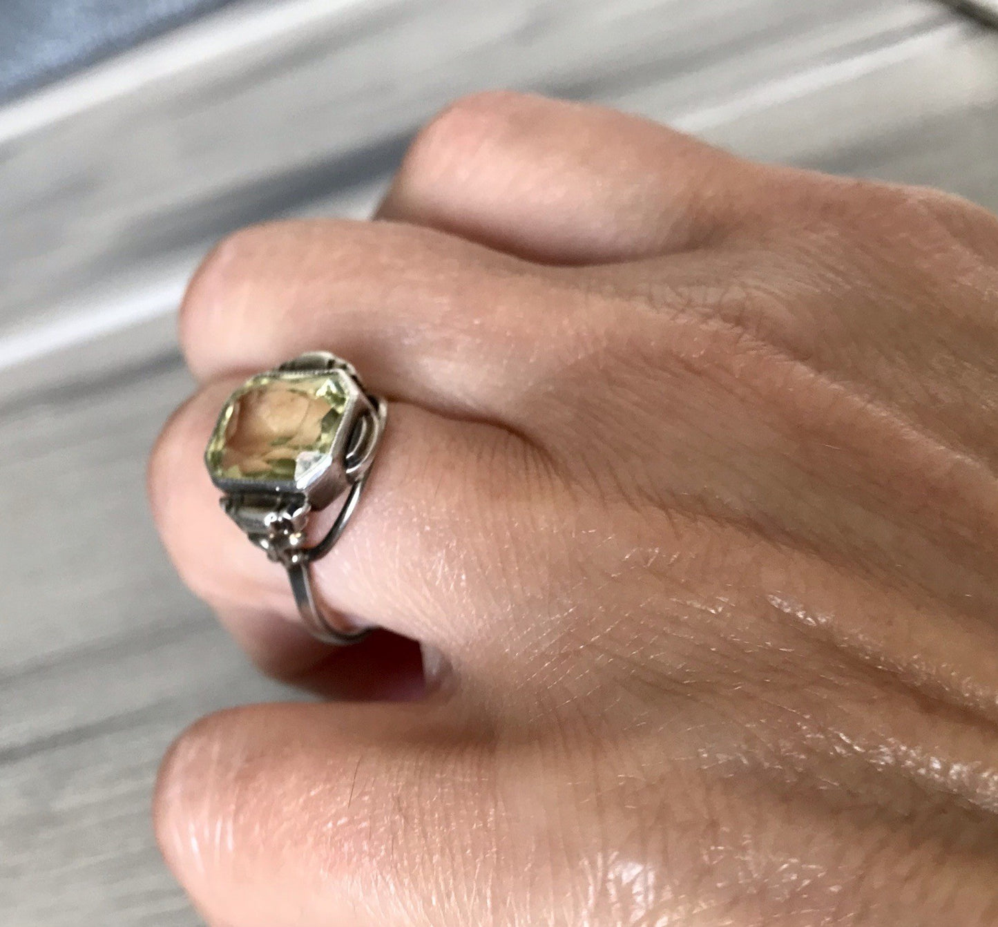 Antik Jugendstil Art Déco Edel Damen Ring Citrin? Stein Silber 830 S ~ Gr.54-56