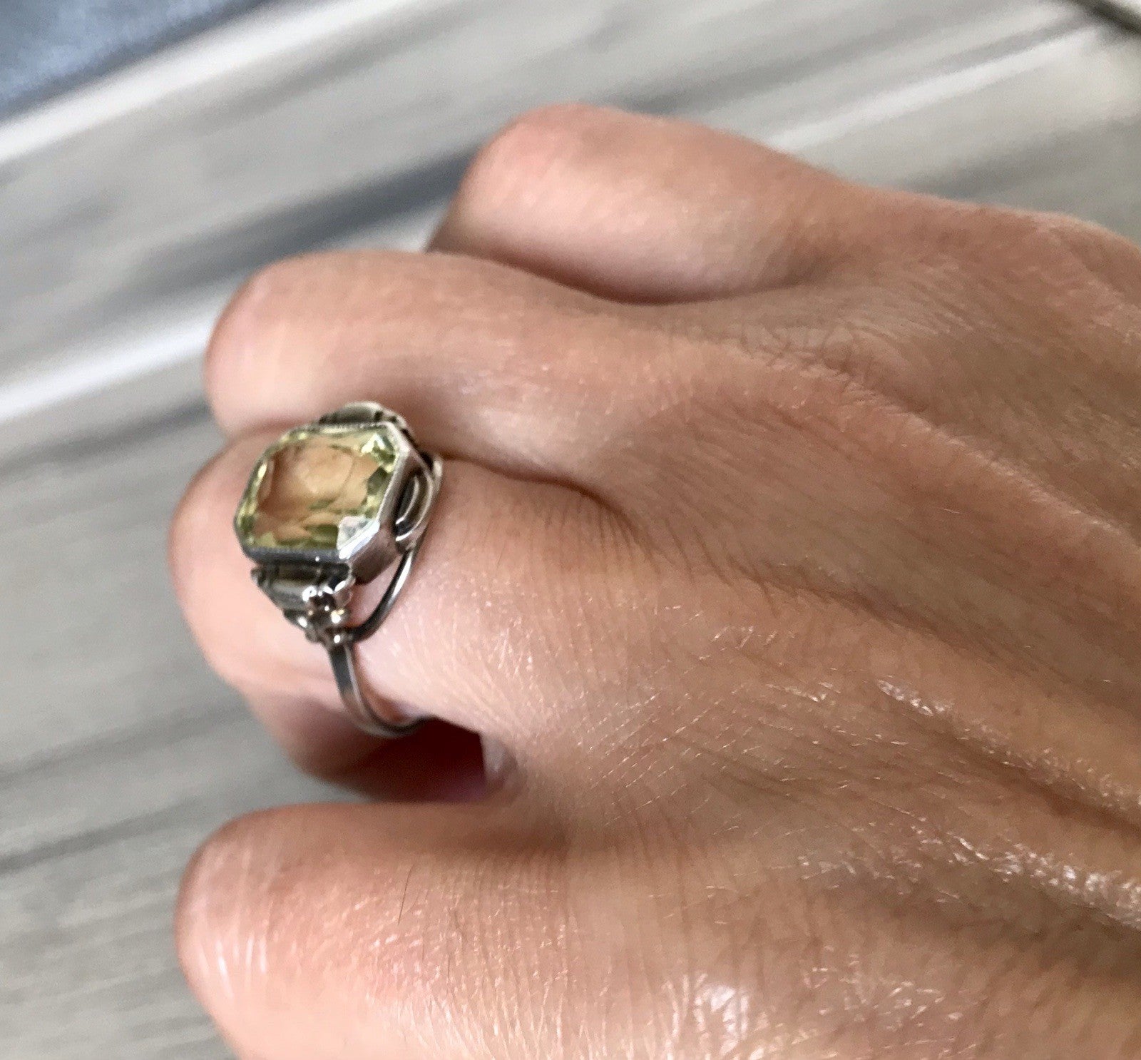 Antik Jugendstil Art Déco Edel Damen Ring Citrin? Stein Silber 830 S ~ Gr.54-56