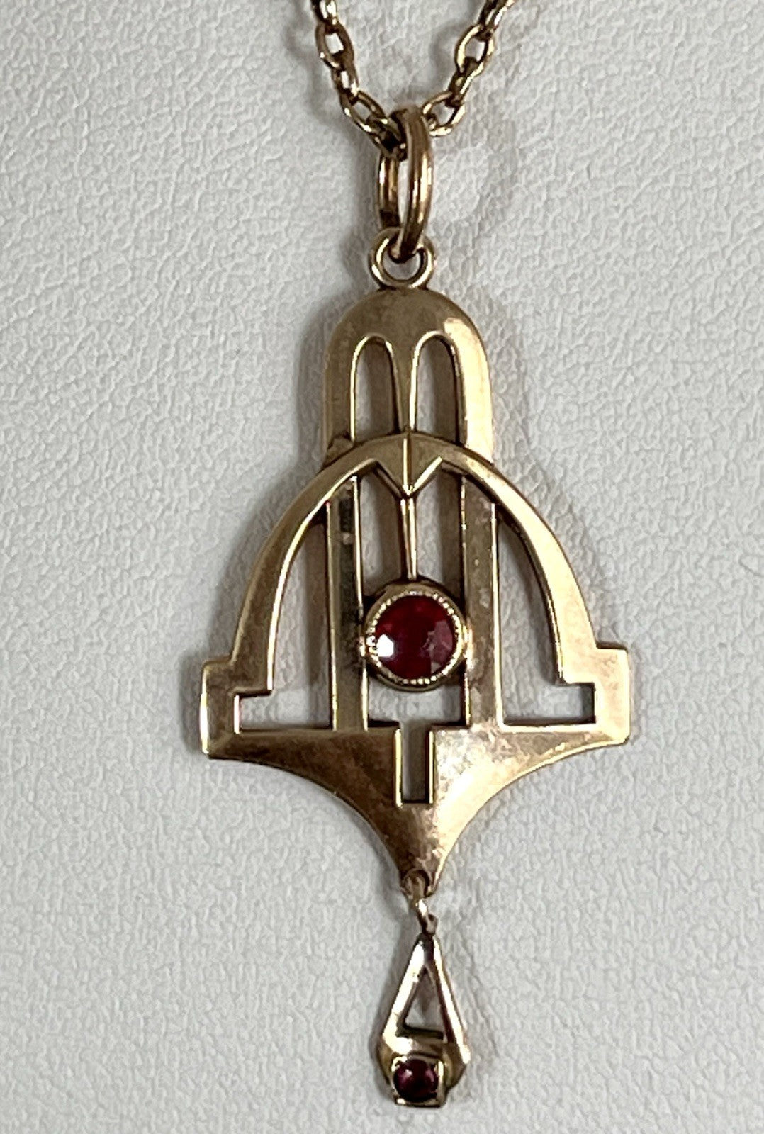 Antik Edel reines Jugendstil Halskette & Anhänger vergoldet Tombak? Amerik.?