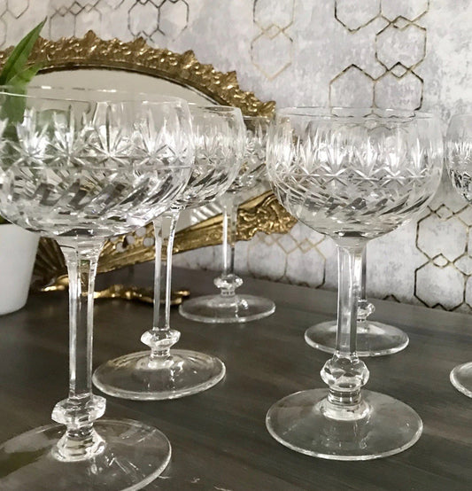 Antik Art Déco 5 Weingläser Gläser Schliff Kristallglas Edel Schön Treviris V&B