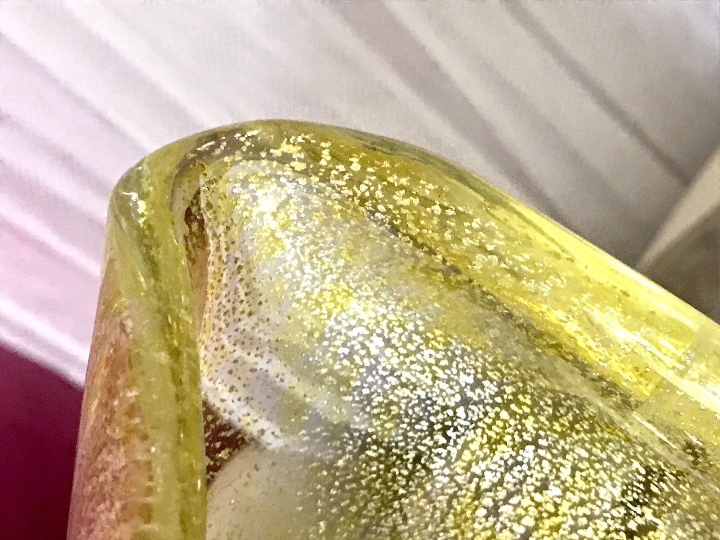 Murano 60er 70er Jahre Aschenbecher Schale Glas gelb So Schön! schillernd