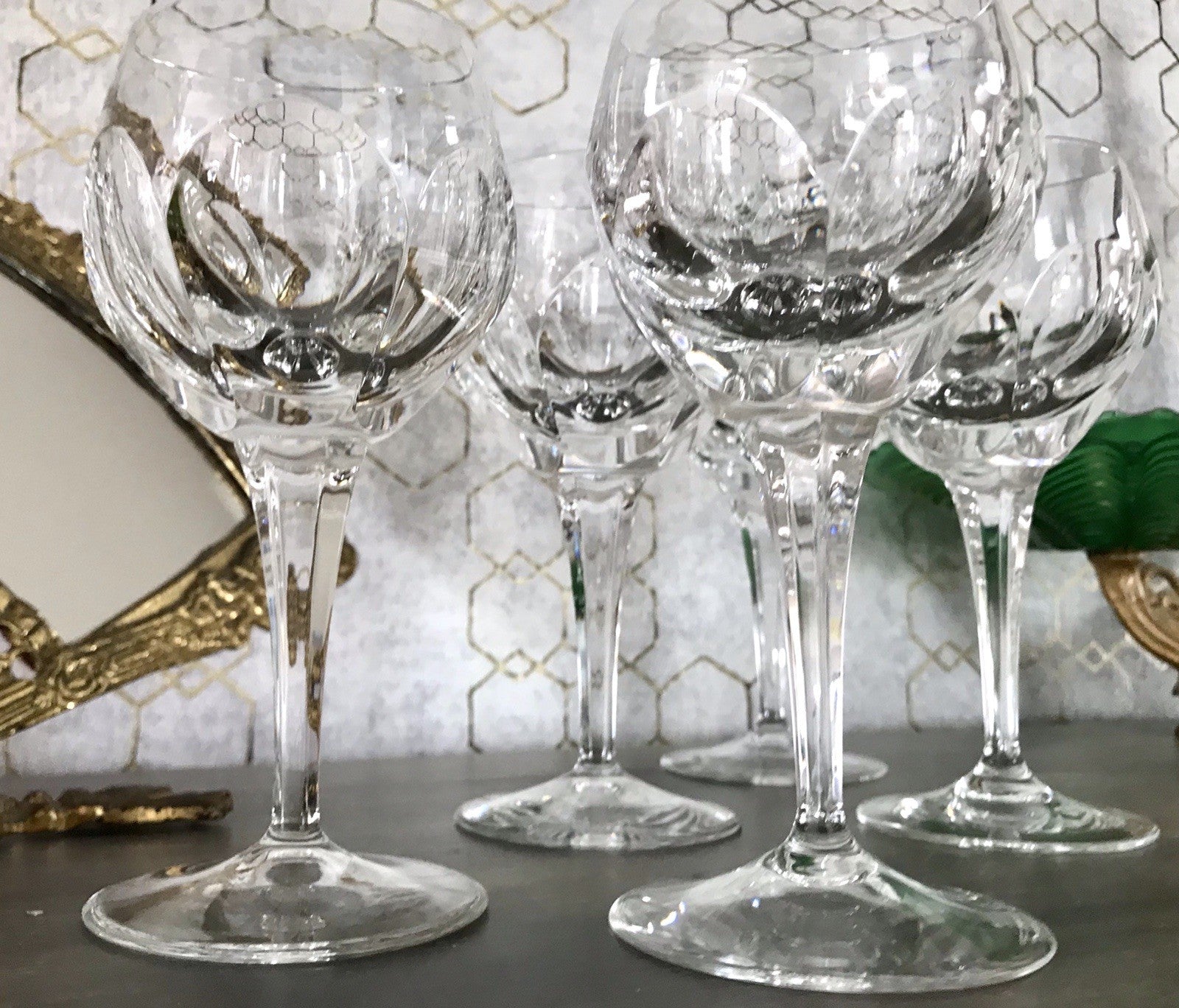 Vintage Edel 5x Weingläser Gläser Kristallglas Bleikristall